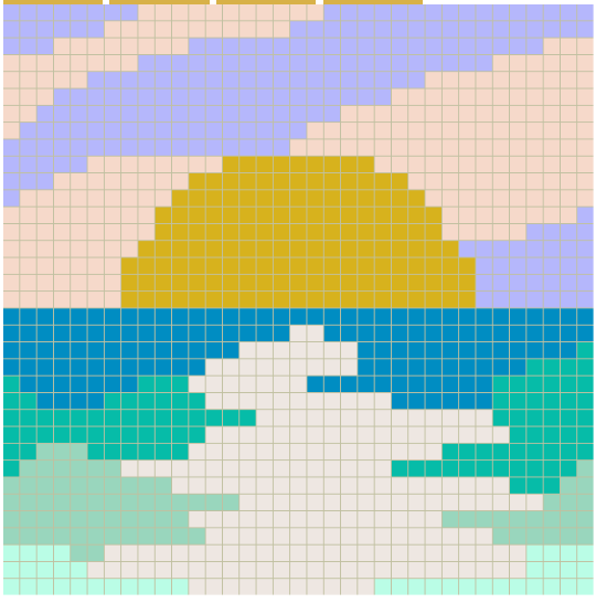 SUN REFLECTING ON OCEAN GRID ART