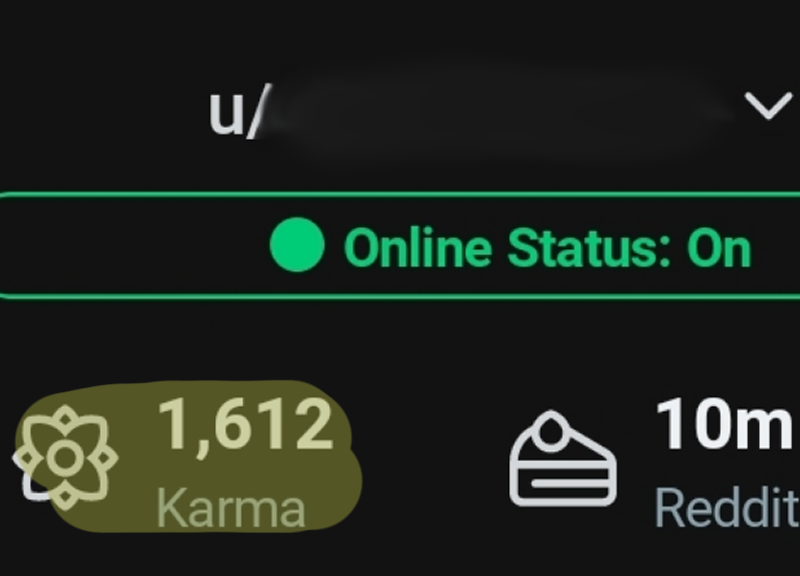 reddit user screenshot where the user has 1612 karma. very vulf. much groof.